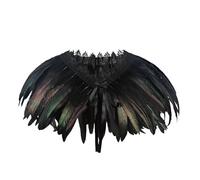 keland Mujer Gótico Capa de Plumas Chal Estola Poncho Cuello Bolero Halloween Maleficent Disfraz (Negro)