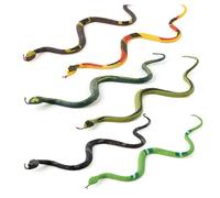 Kelawoly 12 Piezas de Serpientes de Goma Realistas, Juguetes de Serpiente Falsa Realistas con Escamas Detalladas para Ahuyentar Pájaros, Decoración de Jardín, Broma de Fiesta, Accesorios (6PCS)