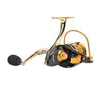 Kelawoly Carrete Giratorio de 12+1 Rodamientos Carrete de Pesca de Agua Salada Todo Metal de Alta Velocidad con de Equilibrio Eléctrico 3D para Peces Medianos y Grandes (MT5000 Negro Oro)