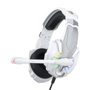 Kelawoly Each G9000 Plus Gaming Headset, 3.5mm USB LED (White) | Controladores de neodimio de 40 mm, micrófono ajustable de 120°, diseño supraaural, orejeras transpirables, cable de 1,9 m
