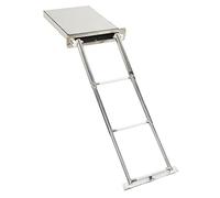 Kelawoly Escalera Plegable de 3 Escalones para Barcos, Escalera Telescópica de Acero Inoxidable 316, Almacenamiento en Caja Oculta, Separadores Ajustables, Escalones Antideslizantes para Plataforma