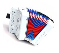 Kelawoly Instrumento Musical de Acordeón, Construcción de Plástico, Acordeón de 7 Teclas Tónicas para Niños, Regalo para Práctica Musical y Actuación Escénica (WHITE)