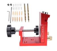 Kelawoly Kit con Portapiezas con Orificios Ajustable para Carpintería, Guía de Broca de 15 Grados con 2 Brocas Escalonadas para Armarios, Muebles