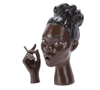 Kelawoly Soporte para Aromas de Cabeza, Elegante Soporte para Conos de Incienso de Resina con Rostro Femenino Negro con Textura Brillante, para Decoración del Hogar, Oficina, Medi (Estilo A Ojos