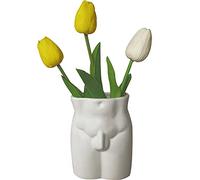 Kelendle Florero a tope, florero de cerámica blanca descarada florero boho, escultura, arte moderno, decoración del hogar para sala de estar, dormitorio, mesa de centro de mesa de boda pequeña