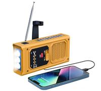 Kelenpro Radio Solar de Emergencia, Radios de Manivela Am/FM con Alarma SOS y Linterna LED, USB/Type-C Power Bank 2000mAh, Radio Solar Portátil para Apagones, Camping y Senderismo - Naranja