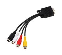 Kelepu Alto Rendimiento VGA SVGA a S-VIDEO 3 RCA TV Adaptador de cable convertidor AV, entrada estándar Sub-D VGA, D-Sub de 15 pines macho a S-Video Mini Din 4 pines hembra y conector RCA