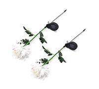 KELFEEAO 2PCS Solar Outdoor, Lawn Simulation Solar Flower Lights LED Solar Chrysanthemum Light for Outdoor Garden Yard Patioyellow (White)