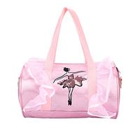 KELFEEAO Ballet Bag, Dancing Girl Sequin Print Satin Tote with Adjustable Shoulder Strap Pink Large Capacity Dance Gear Bag for Class (black short yarn)