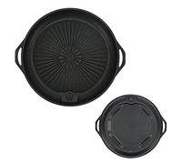 KELFEEAO Barbecue Plate, Aluminum Alloy Nonstick Grill Pan with Oil Drain Holes Double Layer Baking Tray for Meat Vegetables (Non-stick double ear wide rim barbecue plate)