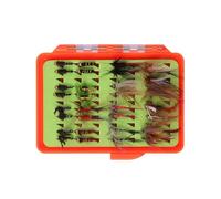 KELFEEAO Juego Surtido de Moscas para Pesca con Mosca, 30, 32 Piezas, Kit de Moscas para Trucha con Caja para Moscas, señuelos Artificiales para Pesca de salmón y tímalo en Agua du (81122CX32(32
