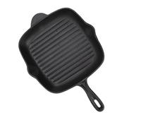 KELFEEAO Sartén para parrilla de hierro fundido, sartén cuadrada antiadherente con doble pico, sartén para estufa de gran capacidad para filete, tocino, cebolla (26CM)