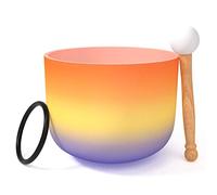 KELIODY 440 Hz D Nota Cuenco Cantor de Cristal Naranja Arco Iris Chakra Sacral 8 Pulgadas 20cm
