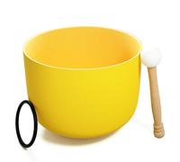 KELIODY 440 Hz E Nota Cuenco Cantor de Cristal Amarillo Chakra del Plexo Solar Cuenco 20 CM de Canto de 8 Pulgadas Cuenco de