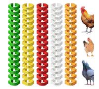 Kelisdi 100 anillos coloridos para patas de pollo con texto impreso para marcar y clasificar aves de corral permanentes