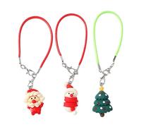Kelisdi 3 cordones para teléfono con diseño de Papá Noel, muñeco de nieve, decoración de árbol de Navidad, accesorio de regalo ligero, correa de resina, llavero