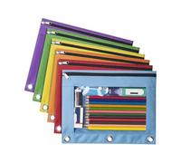 Kelisdi 6 estuches con cremallera para bolígrafos, carpetas de 3 anillas, estuche transparente para lápices con ventana para gomas de borrar, reglas, marcadores, cremalleras de almacenamiento, caja