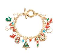 Kelisdi Abalorio navideño con diseño de Papá Noel, reno, árbol de Navidad, joyería para mujer, accesorios de fiesta, pulsera con temática navideña, talla única, como se describe
