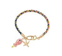 Kelisdi Abalorio trenzado de cerámica con diseño de pez estrella de hilo colorido, unisex, ligero, joyería de uso diario, cordón colorido, talla única, como se describe