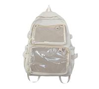 Kelisdi Bonita mochila escolar para estudiantes, gran capacidad, estilo japonés Itabag para exhibición de pines, estilo japonés, escuela de estudiantes para exhibición de pines, White