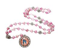 Kelisdi Collar de rosario con cuentas de corazón de rosa huecas con colgante de cristal para coleccionistas, oración, meditaciones, regalo, collar vintage de cuentas de corazón, One Size, como se