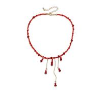 Kelisdi Collar único de cristal de sangre con temática de Halloween, colgante de gota de sangre, adecuado para entusiastas de las fiestas, collar de Halloween