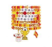 Kelisdi Conjunto deportivo elástico con dije "I Love Soccer y cuentas de corazón para el día del partido de fútbol americano, talla única, como se describe