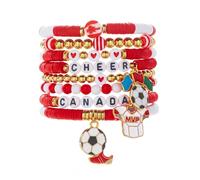 Kelisdi Conjunto deportivo elástico con dije "I Love Soccer y cuentas de corazón para el día del partido de fútbol americano, talla única, como se describe