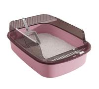 Kelisdi Contenedor de arena para mascotas de gran capacidad con barreras altas que reduce el desorden y el olor, desmontaje rápido para un fácil lavado, bandeja de arena cerrada para gatos