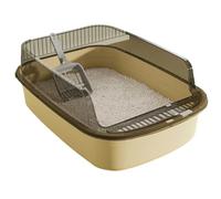 Kelisdi Contenedor de arena para mascotas de gran capacidad con barreras altas que reduce el desorden y el olor, desmontaje rápido para un fácil lavado, bandeja de arena cerrada para gatos