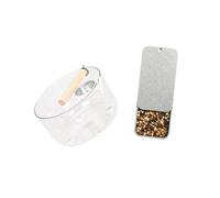 Kelisdi Conure - Juego de entrenamiento de plataforma de control de residuos con fragmento de proveedor de aluminio, soporte de jaula de madera, herramienta para pájaros y mascotas, paquete de ayuda