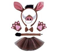 Kelisdi Disfraces de 1/4/5/6 para niños, diademas, cola, corbatín, guante, tutú y nariz, Halloween, animales, cosplay, accesorios para disfraz de Warthogs