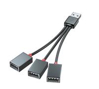 Kelisdi Divisor de alimentación USB 1 macho a 3 hembra 2.0 adaptador 1 a 3 cable de extensión multipuerto para cable de carga