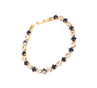 Kelisdi Elegante cadena de patrón geométrico, chapada en oro, circonita cúbica, longitud ajustable, cadena de mano, tenis, circonita cúbica, chapada en oro amarillo, talla única, como se describe