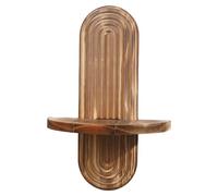 Kelisdi Estante flotante de forma ovalada de mediados de siglo moderno de madera arqueada para exhibición de plantas para baño, dormitorio, cocina, estante decorativo ovalado