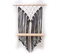 Kelisdi Estante para tapiz tejido a mano, estantes de madera, para bodas, fiestas, decoración del hogar, estante de pared tejido a mano, tapiz de hilo de algodón, para colgar en la pared para