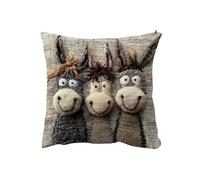 Kelisdi Funda de almohada de felpa suave y corta con patrón de burro para cama, sofá, sala de estar, decoración de almohada