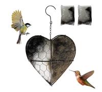 Kelisdi Hermoso nido de metal con diseño artístico para pájaros con inserciones de fibra incluidas para mascotas, pájaros, columpio de descanso