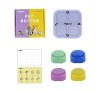 Kelisdi Juego de 4 botones grabables para perros que hablan, enseña a tu perro a hablar, entrenamiento para comunicarse, perros y gatos para comunicarse pequeños con calcomanías de alfombrilla