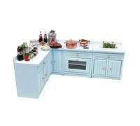 Kelisdi Juego de muebles de cocina de madera en miniatura con puertas que se pueden abrir, accesorios decorativos, modelo de muebles