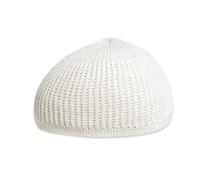 Kelisdi Kufi Namaz - Gorro de oración para hombre, diseño de calavera, tradicional, kufi saudí, turbante saudí, blanco, Talla única