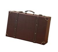 Kelisdi Maleta decorativa vintage de cuero y madera, caja de almacenamiento de equipaje coleccionable para uso doméstico, accesorios de fotografía, caja de exhibición coleccionable