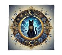 Kelisdi Mantel de tarots con patrón de flores y gatos, astrología, altares, tela, adivinaciones, tarjetas, tapiz, suministros de brujería, tarots negros, mantel espiritual