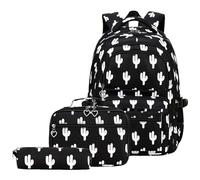 Kelisdi Mochila de gran capacidad con bolsa de almuerzo, estuche para lápices, mochila funcional para estudiantes, mochila informal para estudiantes, Black, Mass Beauty