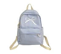 Kelisdi Mochila escolar con patrón estético a cuadros, bonito lazo de gran capacidad, mochila de libros para estudiantes, para mujeres, adolescentes y niñas, mochila de nailon, Blue