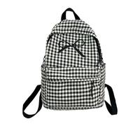 Kelisdi Mochila escolar con patrón estético a cuadros, bonito lazo de gran capacidad, mochila de libros para estudiantes, para mujeres, adolescentes y niñas, mochila de nailon, Black