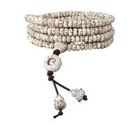 Kelisdi Muñequera minimalista con núcleos Bodhi, múltiples hebras para hombres y mujeres, cuentas de madera lisa, accesorio inspirado en la cultura casual, accesorio resistente con lunas de estrellas