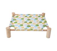 Kelisdi Para hamaca elevada, bonita cama con marco de madera natural, desmontable, lavable, acogedora hamaca para interiores y exteriores, con soporte, camas elevadas, interiores, gatos, mascotas