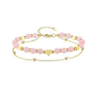 Kelisdi Pulsera de dos capas con esfera de piedra tierna, diseño de corazón tierno, joyería de piedra preciosa natural, pulsera de piedra lisa, talla única, como se describe
