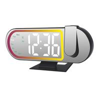 Kelisdi Reloj despertador de proyección LED de múltiples funciones con pantalla de temperatura, luz circundante para teletrabajo, dormitorio, reloj LED multifuncional para el hogar